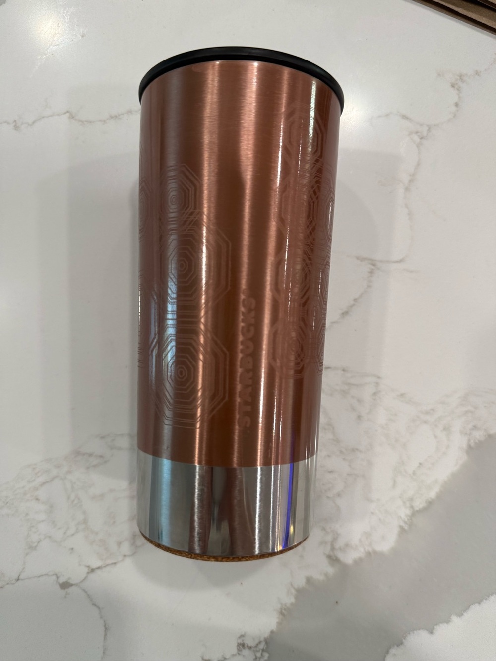 Starbucks Rose Gold With Geometric Pattern Stainless Steel 12 oz Traveler